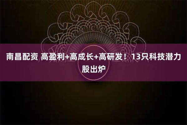 南昌配资 高盈利+高成长+高研发！13只科技潜力股出炉